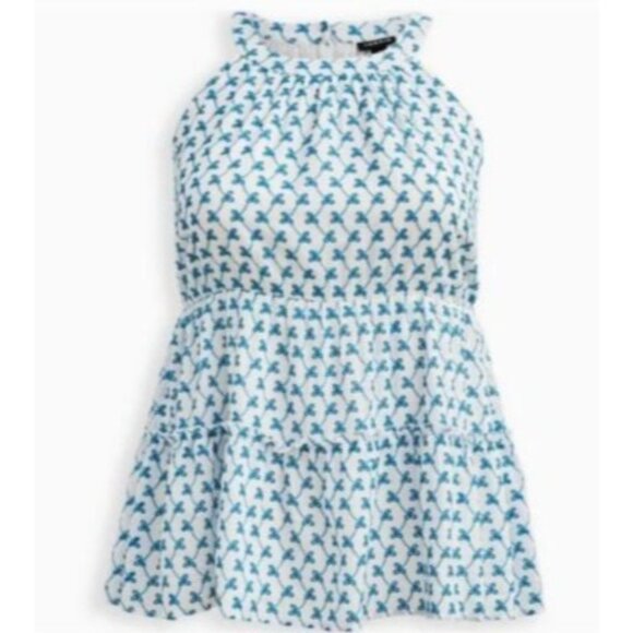 Torrid Womens White  Blue Eyelet Babydoll Tank Top size 1X new $55 - Picture 6 of 8